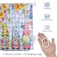 thumbnail image 4 of Easter Gnome Shower Curtain for Bathroom, Sunflower Blue Hydrangea Flowers Butterflies Purple Plaid Waterproof Cloth Fabric Bathroom Accessories Set with 12 Rust Proof Plastic Hooks, 72"x78", 4 of 9