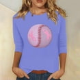 thumbnail image 2 of IROINNID Discount Breast Cancer Pullover for Women Breast Cancer Awareness Casual Printed Loose T-shirt 3/4 Sleeves Blouse Round Neck Tops,Purple, 2 of 5