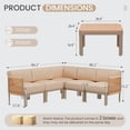 thumbnail image 2 of Erinnyees 6 Pieces Patio Sectional Furniture Set, Aluminum Outdoor Conversation Set with Washable 6" Thick Cushions & Coffee Table, All-Weather Sectional Sofa for Poolside Deck，Backyard, Light Beige, 2 of 8