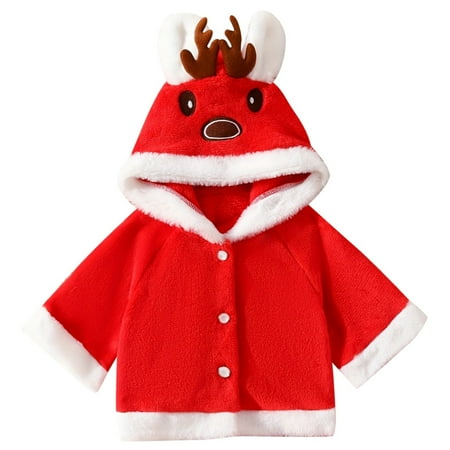 

Uvwlwu Kids Christmas Pajamas Boys Dress Up Children With Hats Red Deer Furry Little Coat Children s Top(Size:6-7 Years)