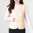 thumbnail image 2 of uublik Women's Warm Vest Button Up Casual Thermal Jackets Lightweight Trendy Outerwear Coat with Pockets, Khaki, 2 of 7