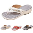 thumbnail image 6 of Wedge Flip Flops Sandals for Women 2025 Comfortable Leather Mid Heel Dress Slip on Beach Summer Shoes, 6 of 8