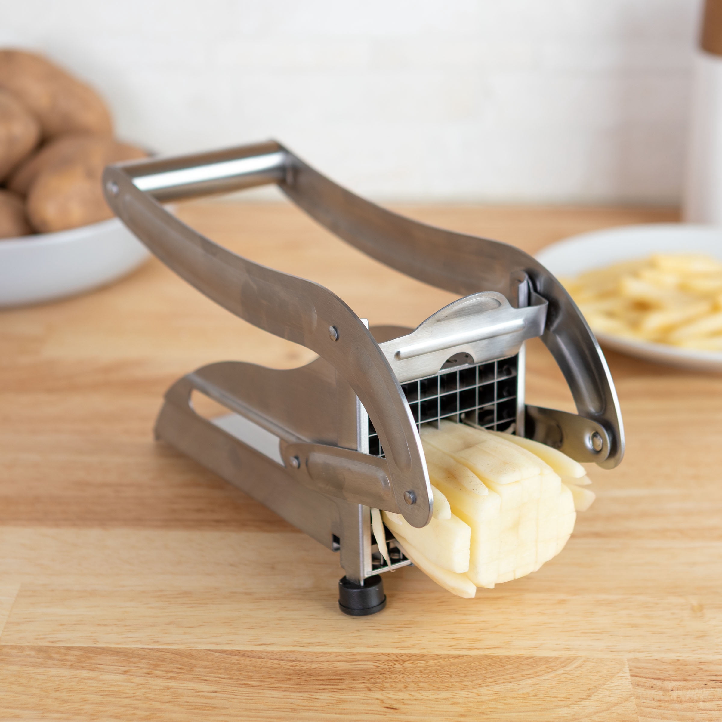 Classic Cuisine French Fry Cutter - Potato Cutter with Two Blades and Non-Slip Suction Cups