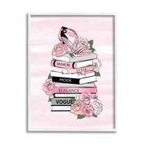 Stupell Industries Fashion Style Elegance Phrases Glamourous Flowered Bookstack ,16 x 20, Design by Martina Pavlova