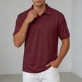 thumbnail image 4 of Polo Shorts for Men Short Sleeve Quarter Button Up Tee Shirts Basic Red Mens Clothes, 4 of 4