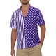 thumbnail image 1 of Camisa de hombre INSPIRE CHIC de verano a rayas con lunares, de manga corta, con botones y patchwork, color morado, 1 of 4