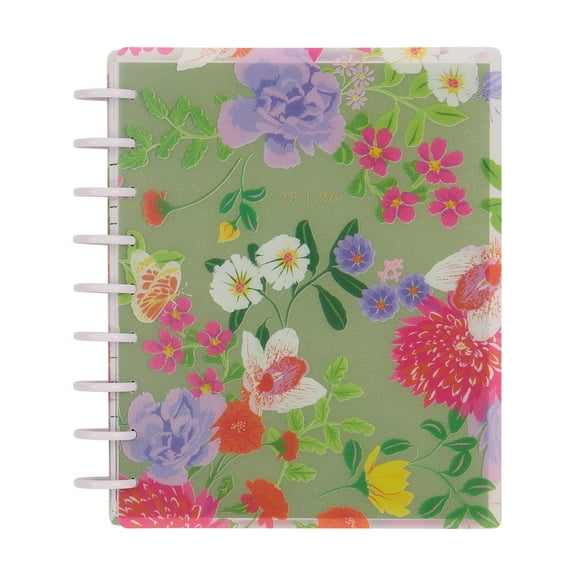 Happy Planner Academic Monthly Weekly Classic Planner 2025-2026, Bright Bouquet, Disc Bound