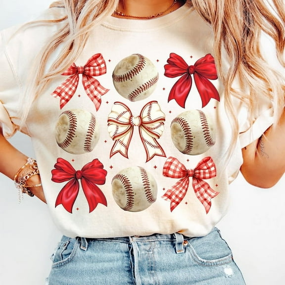 Vintage Baseball Bow T-Shirt, Bow Baseball T-Shirt, Coquette Baseball Shirt, Mama T-Shirt