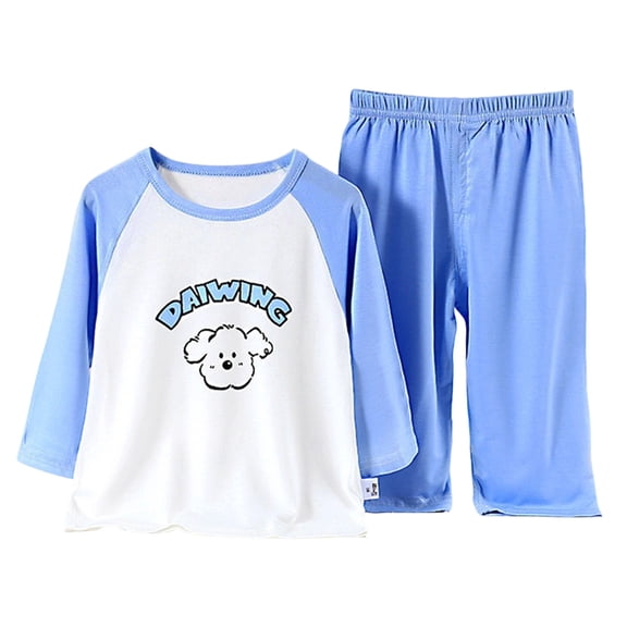 Duqingm Pajamas Toddler Boy 6 12 18 24 Months 2T 3T 4T 5T Girl Clothes Fall Winter Outfits Contrast Color Long Sleeve Sweatshirt Pants Sets,90