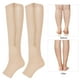 thumbnail image 5 of 1 par de medias de compresión con cremallera hasta media pantorrilla, mallas delgadas, calcetines elásticos con punta abierta (color de piel XXL), 5 of 12