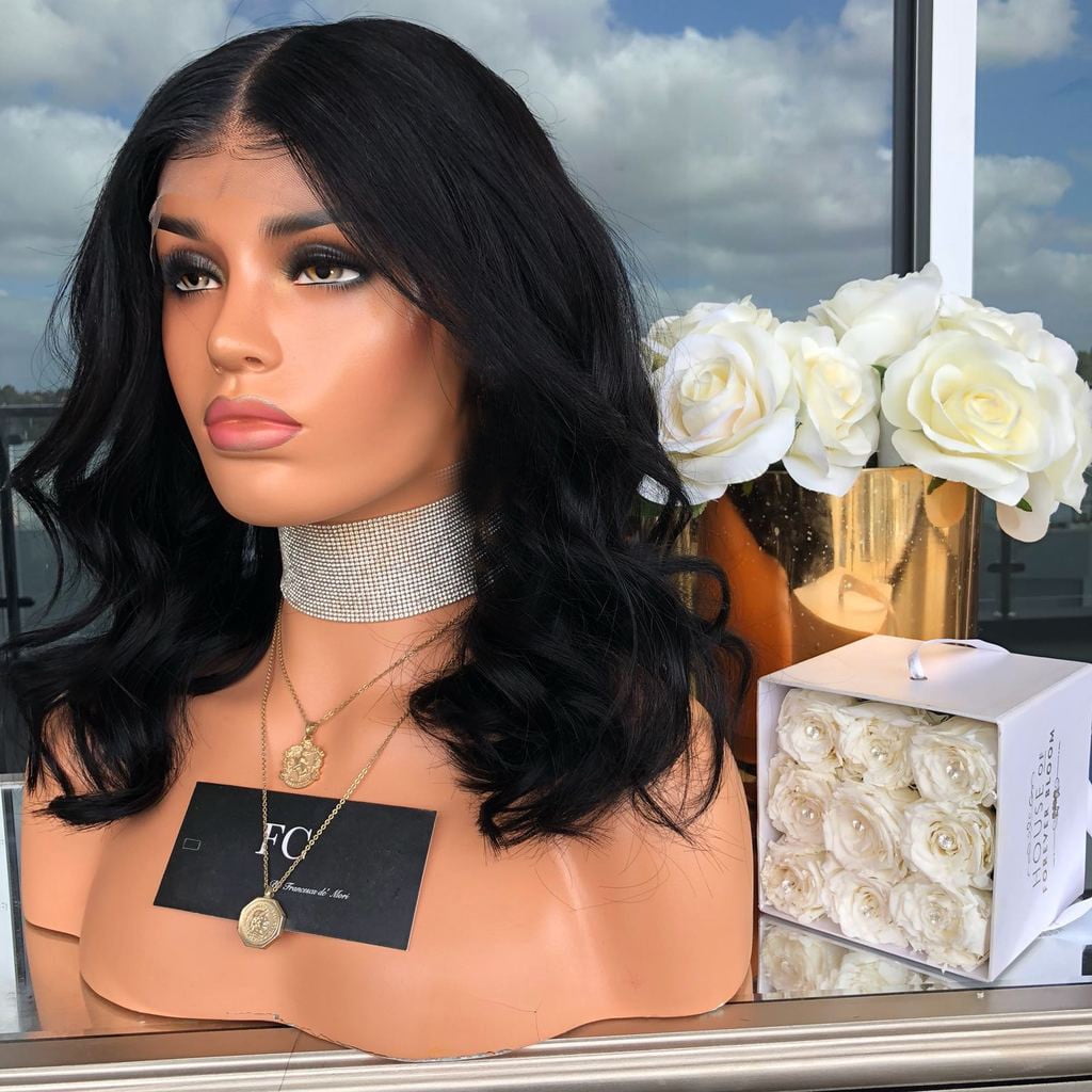SUCS Human Hair Wigs For Women Black Color Natural Lace Hair Women's Fashion Wig Black Synthetic Hair Long Wigs Wave Curly