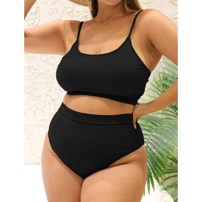 Sexy Plus Size Bikini Set Push Up Female Swimsuit Two Piece High Waist Brazilian  Swim Bathing Suit Large Size Crop Top Swimwear 