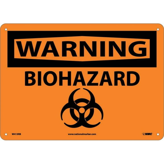 NMC Signs W413Rb, Warning Biohazard Sign, 10 X 14, Rigid Plastic .050