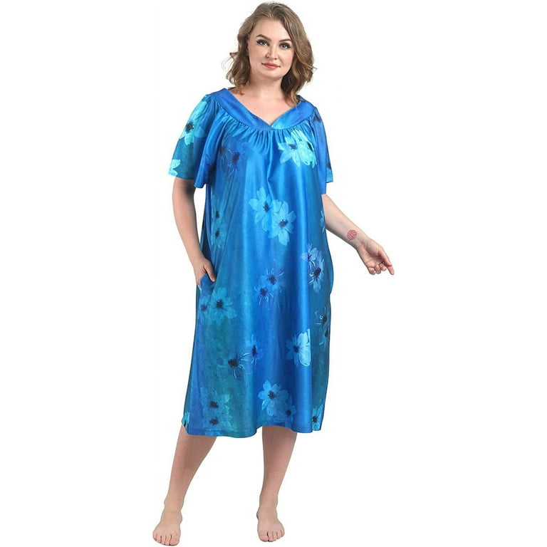 FEREMO Plus Size Nightgowns Womens House Dress With Pockets Short Sleeve  Moomoo Nightgown Lounge Dresses for Women 1X-4X