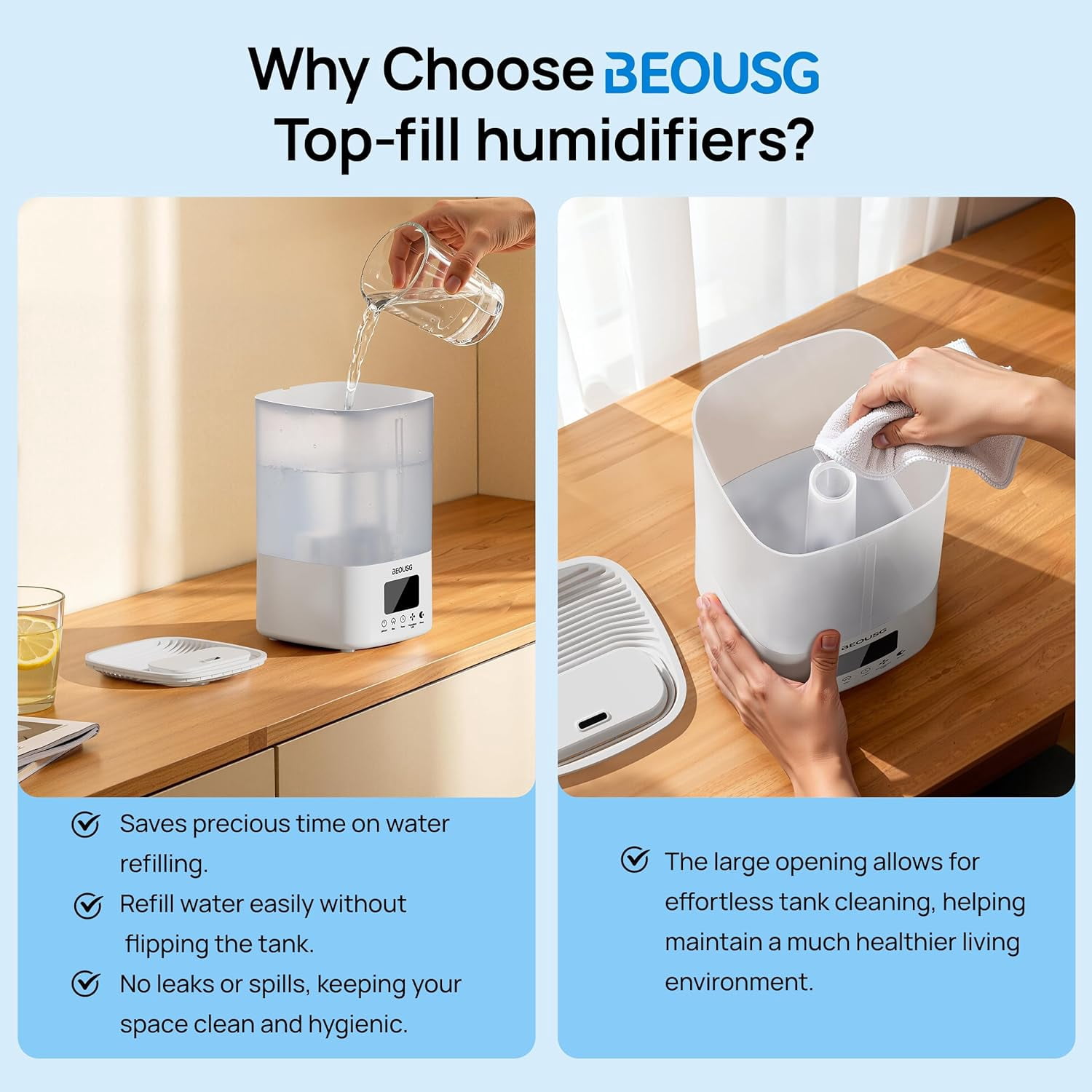 5L Top Fill Ultrasonic Humidifier with Remote Control and Timer for Large Rooms