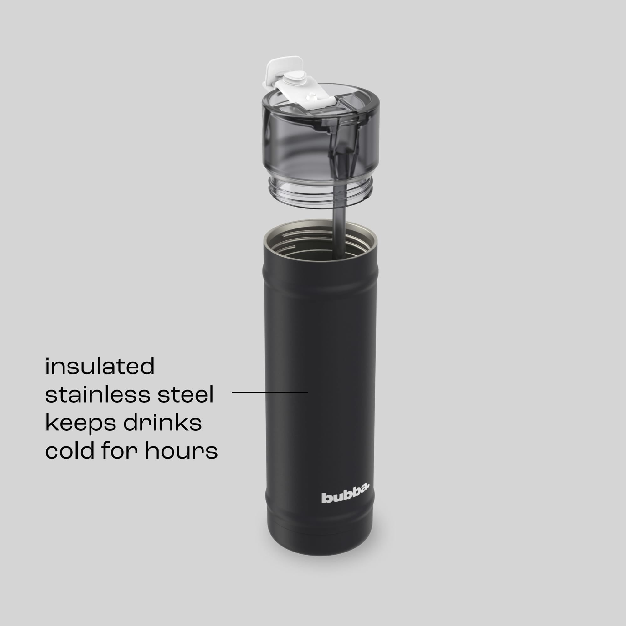 Bubba 24oz DualSip Insulated Stainless Steel Water Bottle with Straw & Sip Lid, Office Siren Black