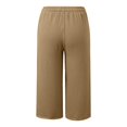 thumbnail image 5 of JSheng Women Fashion Cotton Capris Casual Solid Color Summer Drawstring With Pockets Pants For Women Khaki S, 5 of 5