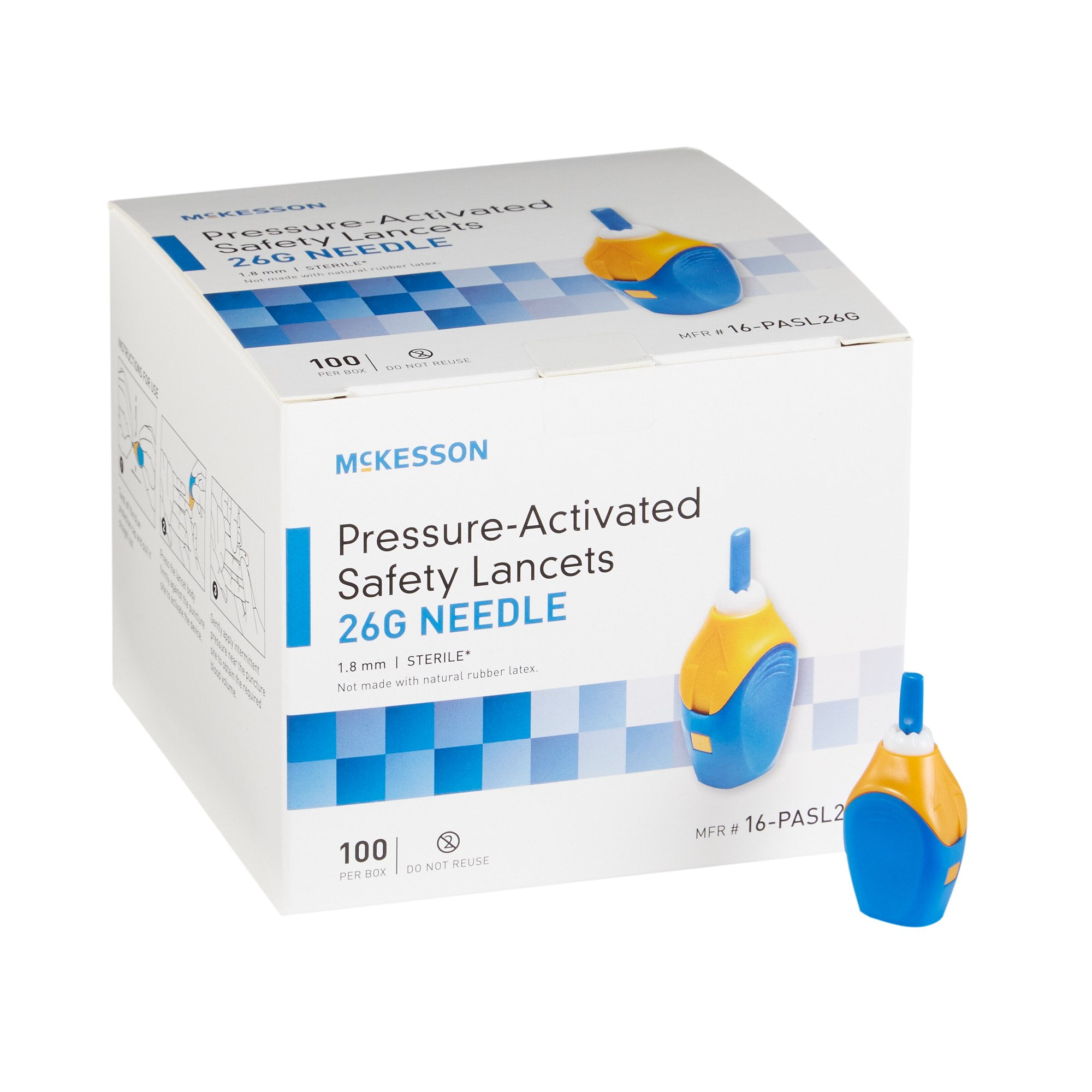 McKesson Safety Lancet Pressure 26 Gauge Needle 1.8 mm Depth 20 Box(s