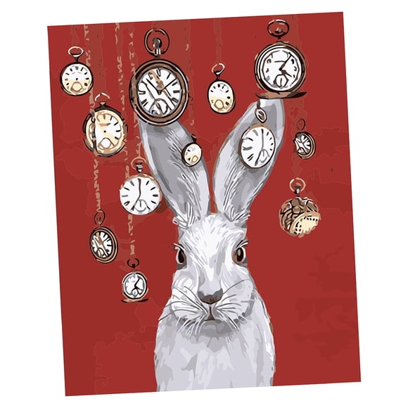 Pintura Mural de Bricolaje sin Marco al Óleo por Números de Decorativo para Interior Reloj de conejo