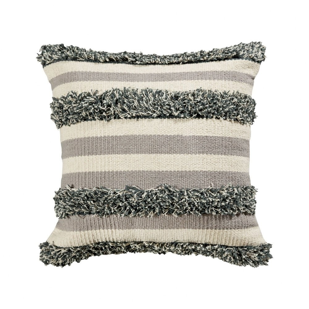 Cream and Grey Textured Pillow Cover 20x20inch Pillow Cover Only