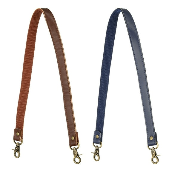 Uxcell 2pcs Leather Purse Strap Replacement, 23.6" Purse Straps Replacement Crossbody Universal Shoulder Stripe for Purses Handbags, Navy Blue/Dark Brown