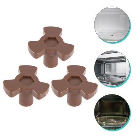 Niceauty 3Pcs Microwave Rotating Core Plastic Coupler for Microwave Oven Turntable Brown