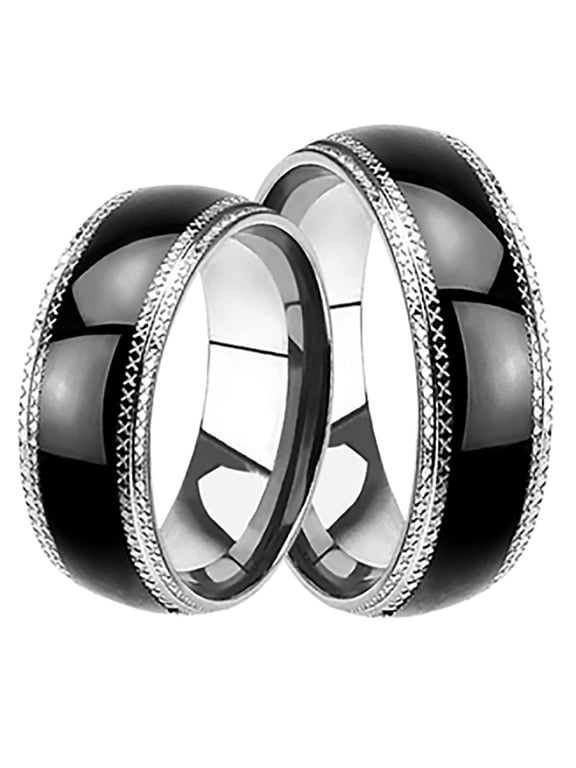 His and Hers Wedding Band Set Matching Wedding Rings for Him and Her (7/9)