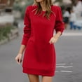 thumbnail image 2 of UJNDER Sweatshirt Dress for Women Knitted Pullover Long Sleeve Pocket Casual Winter RD1 XL, 2 of 8