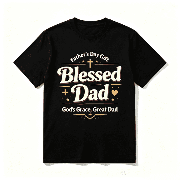 100% Cotton Father's Day Gift for Dad Husband Blessed Dad Christian T-Shirt