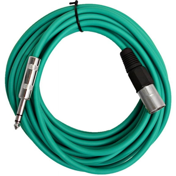 Seismic Audio  - 25 Foot Green XLR Male to 1/4" TRS Patch Cable Snake Cords - NEW Green - SATRXL-M25Green