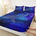 thumbnail image 4 of Feelyou Space Shark Bed Sheets for Kids Boys Girls, Dreamy Galaxy Star Animal King Sheets, Navy, 4 Pieces, 4 of 5