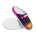 thumbnail image 3 of Balery Neon Cassette Tape Pattern Women's Fuzzy Memory Foam Slippers Fluffy Winter House Shoes Indoor and Outdoor-35/36, 3 of 7