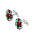 thumbnail image 2 of Cherry Men's Stainless Steel Cufflink Set for Suits and Ties, Shirt Clip Included - Elegant Silver Jewelry for Formal Events, 2 of 6