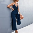 thumbnail image 7 of Kiplyki Fall Ladies Pants Solid Color Sleeveless Suspenders V Neck Split Jumpsuit, 7 of 7