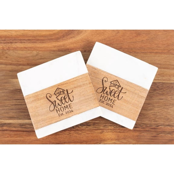 Pair of Home Sweet Home Coasters - Perfect for Realtor Closing Gifts and Housewarming Gifts