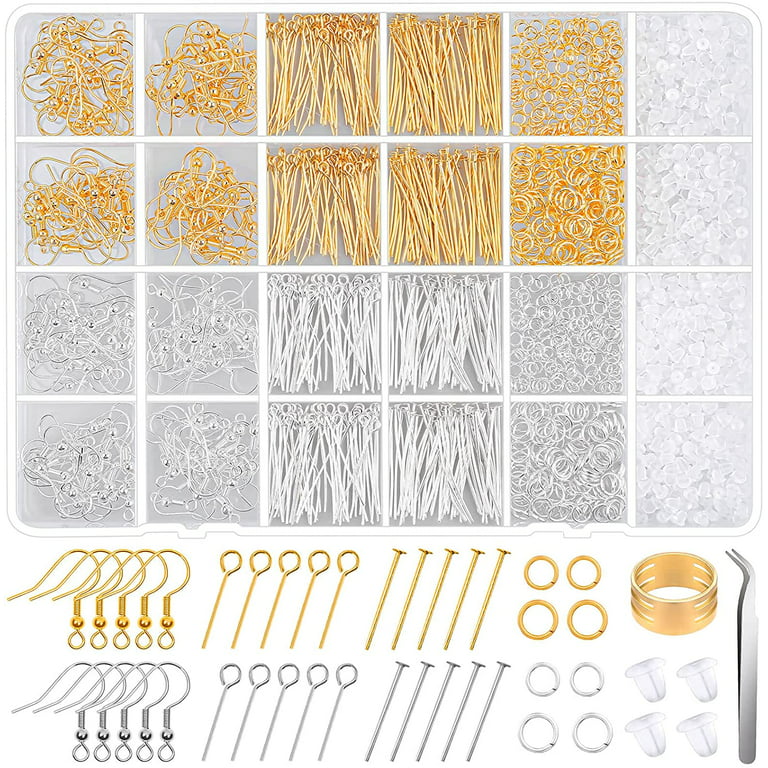 Cludoo Earring Making Kit Supplies, 2393Pcs Hypoallergenic Earring Hooks  for Jewelry Making with Jump Rings, Earring Hooks Posts Backs, Earrings  Studs