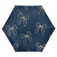 thumbnail image 6 of Light Yellow Bows Blue Background All Weather Umbrella Triple Folding Parasol 6 Ribs UV Protection Portable, 6 of 8