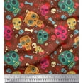 thumbnail image 1 of Soimoi Rayon Crepe Fabric Dot,Bone & Skull Print Fabric by The Yard 46 Inch Wide, 1 of 1