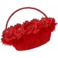 thumbnail image 2 of Flower Girl Basket Petal Basket Wedding Ceremony Basket Romantic Wedding Flower Basket Ceremony Feast Decoration - Red, 2 of 5