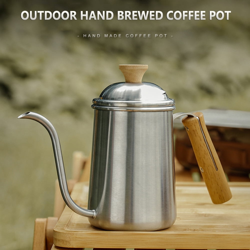 Hand pour coffee pot stainless steel hand pour coffee pot long mouth coffee  pot coffee pot travel camping coffee pot cappuccino hand pour pot thin  mouth hand pour coffee pot 1pc The