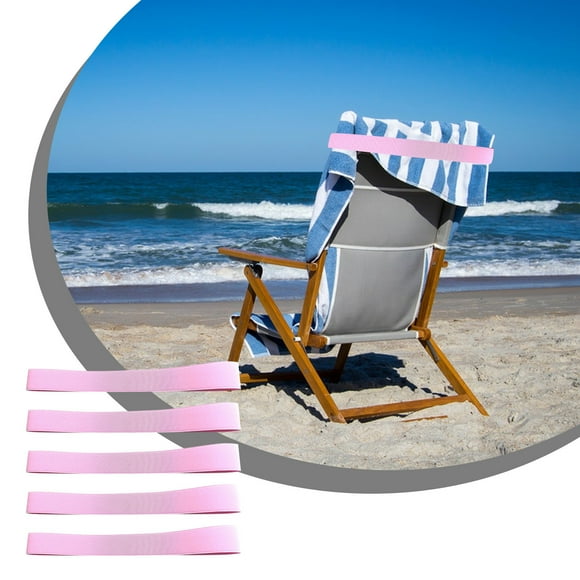 HOARBOEG Pack of 5 Beach Chair Towel Straps, Stretchy Locking Beach Chair Towel Clip Straps, Beach Chair Chair Must Have, 5 Colors Clearance