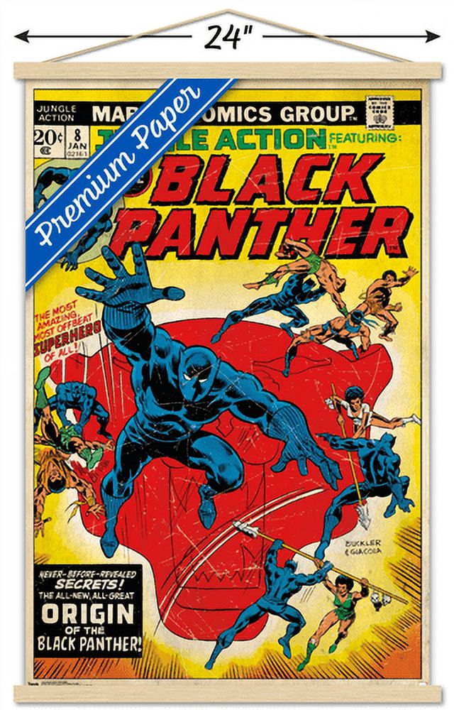 Marvel Comics - Black Panther - Jungle Action Cover Wall Poster with Wooden Magnetic Frame, 22.375" x 34"