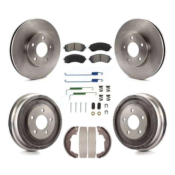 Transit Auto Rotors de Frein à Disque avant Arrière Tampons Semi-Métalliques et Kit Tambour (7 Pcs) pour Voiture 2001-2005 Pontiac Aztek AWD avec Freins Arrière K8S-102008