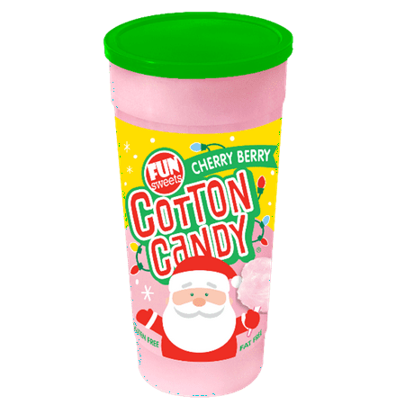Fun Sweet Brand 6 Ounce Santa Cherry Berry Cotton Candy. Gluten Free & Nut Free.