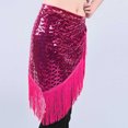 thumbnail image 5 of zhi Women's Sequin Fringe Belly Dance Skirt - Performance & Party Looks，Hot Pink，Free Size, 5 of 6