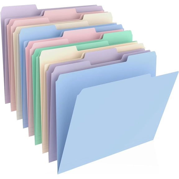 9 Pcs Manilla Folders 8.5 x 11 Inch, 1/3-Cut Tab Colored File Folders Letter Size, Plastic Folders Aesthetic, School Business Office Manila Folders for Documents Paper