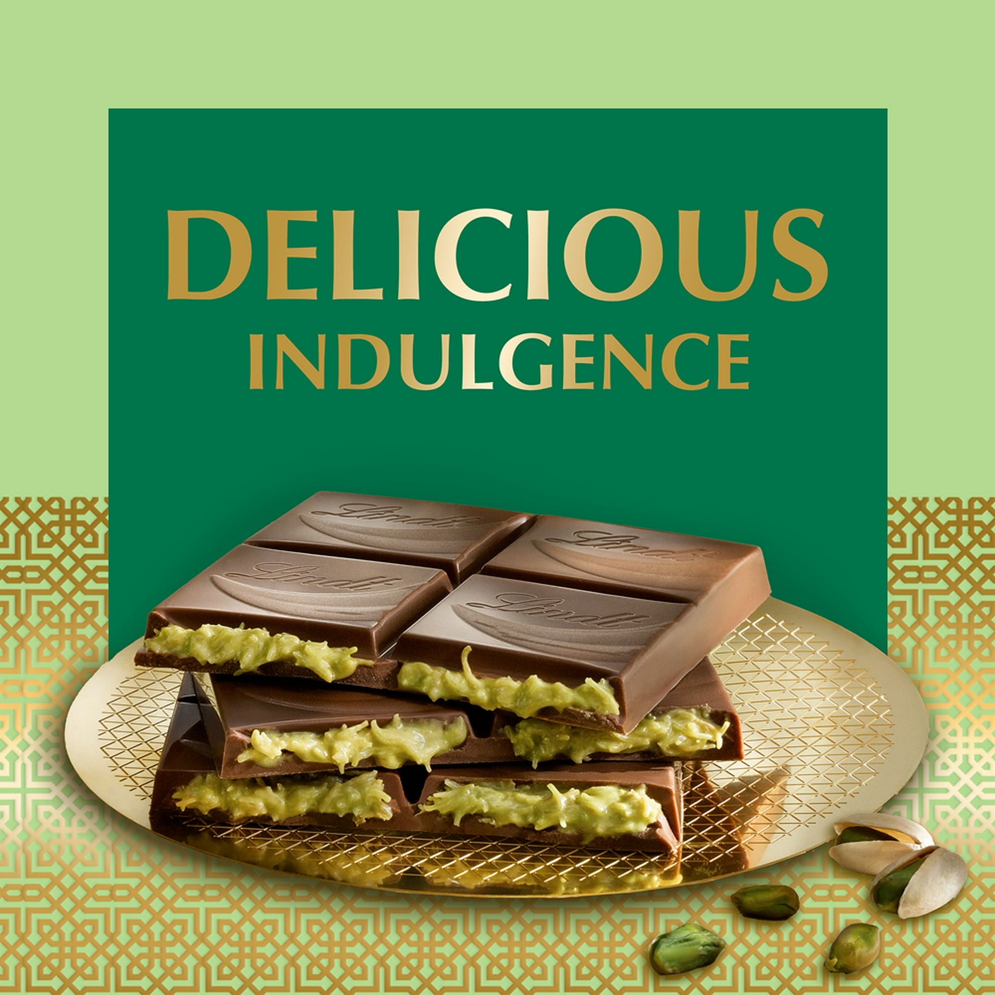 (PACK OF 2) Lindt Dubai Style Milk Chocolate Candy with Pistachio & Kadayif, 5.3 oz. Bar