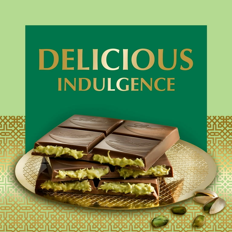 PACK OF 4) Lindt Dubai Style Milk Chocolate Candy with Pistachio