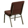 thumbnail image 4 of (10 PACK) 18.5'' Wide Dark Brown Fabric Church Chair with Book Rack and Gold Vein Frame - Multipurpose Stackable Office Side Chair, 4 of 7