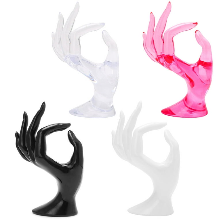 Transparent Hand Jewelry Display Holder OK Shape Mannequin Hand Bracelet  Ring Holder and 2 Pieces Cone Shape Clear Acrylic Ring Display Stands for